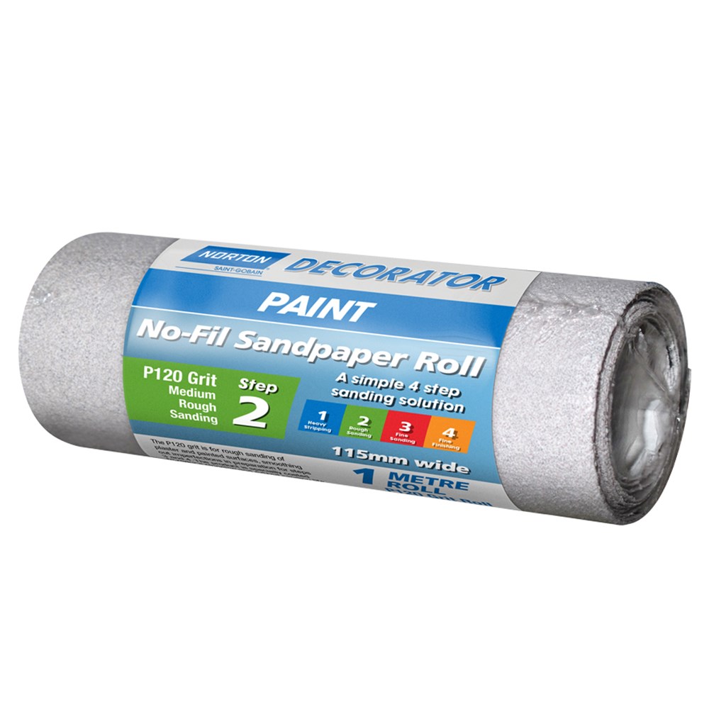 Norton No-Fil Sanding Roll for Paint 115mm x 1m 120 grit